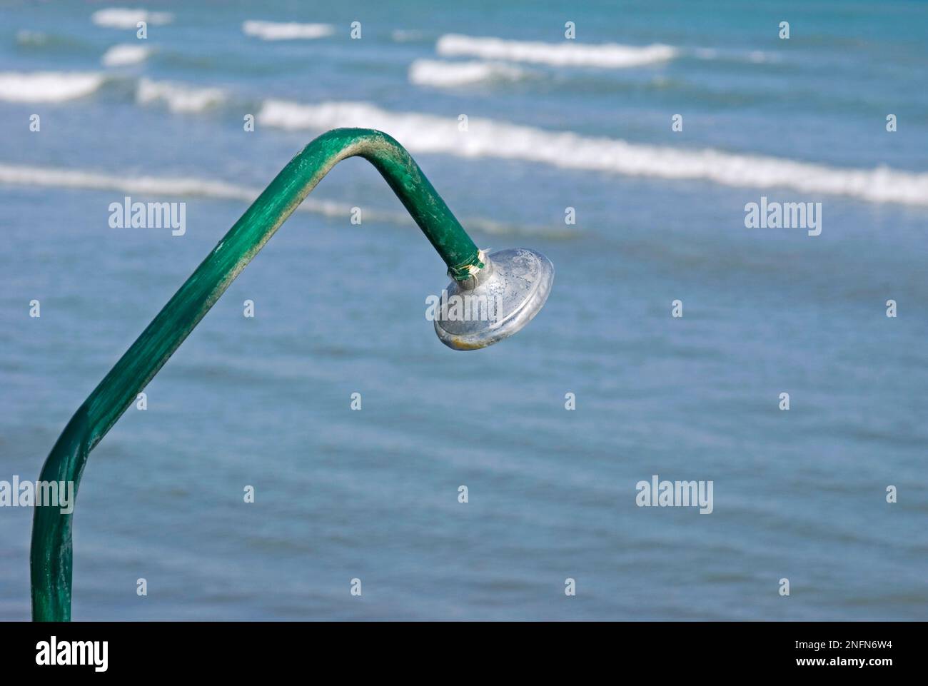 beach shower against the sea Stock Photo Alamy