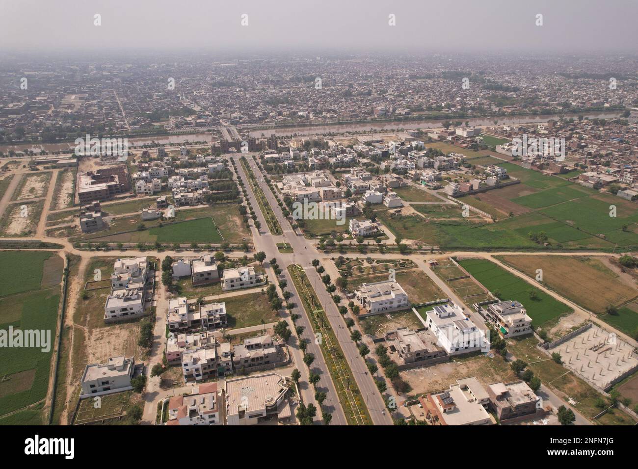 Aerial View of Gujranwala City of Punjab Pakistan. The Footage was