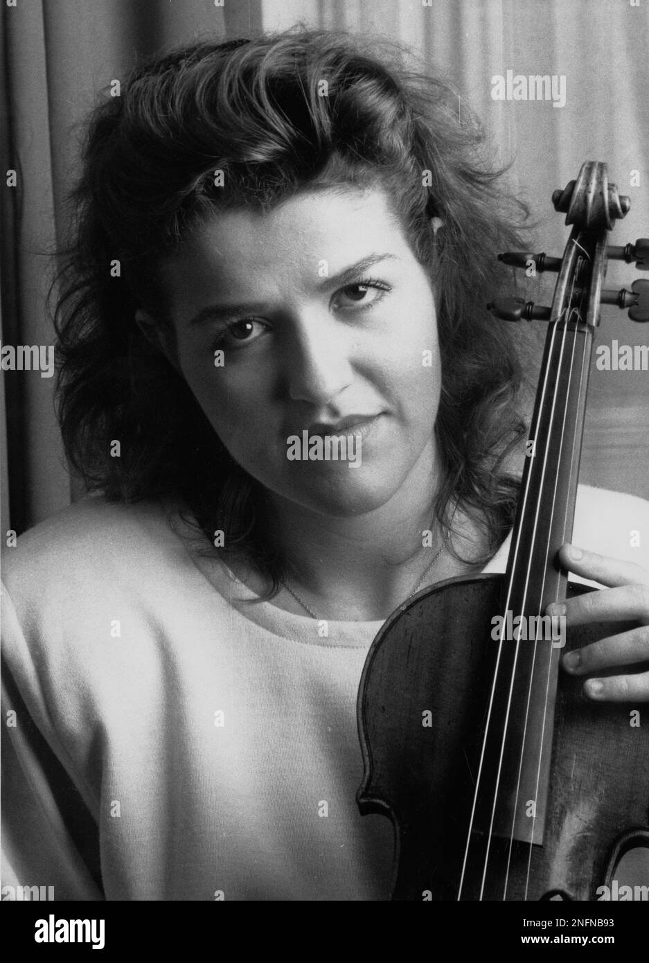 Portrait of West German star violinist Anne-Sophie Mutter, 25, taken in ...