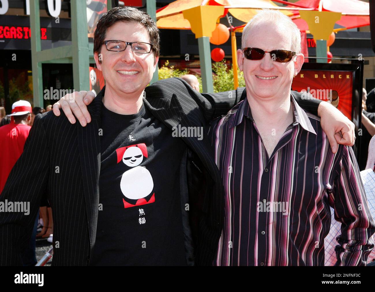 Directors Mark Osborne, left and John Stevenson arrives at the 