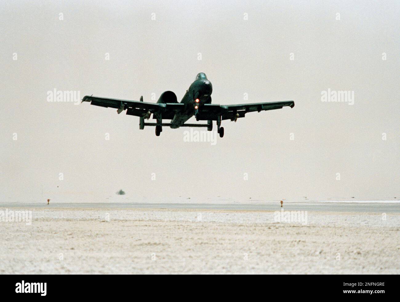 U.S. Forces A-10 Fighter Jet flies over Saudi Arabian Desert during
