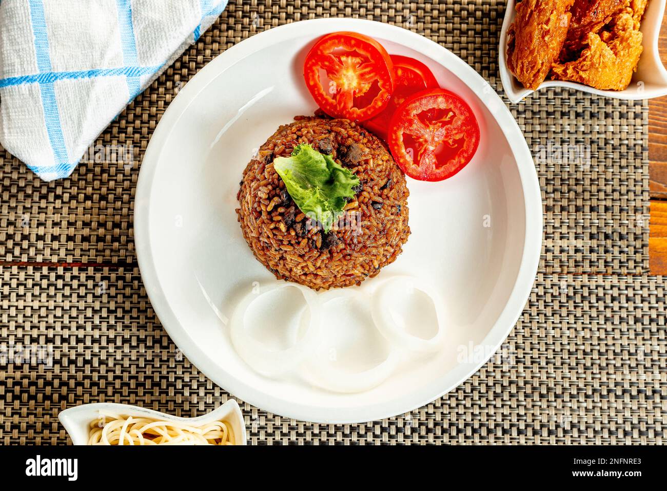 rice. fruits, meat Stock Photo Alamy