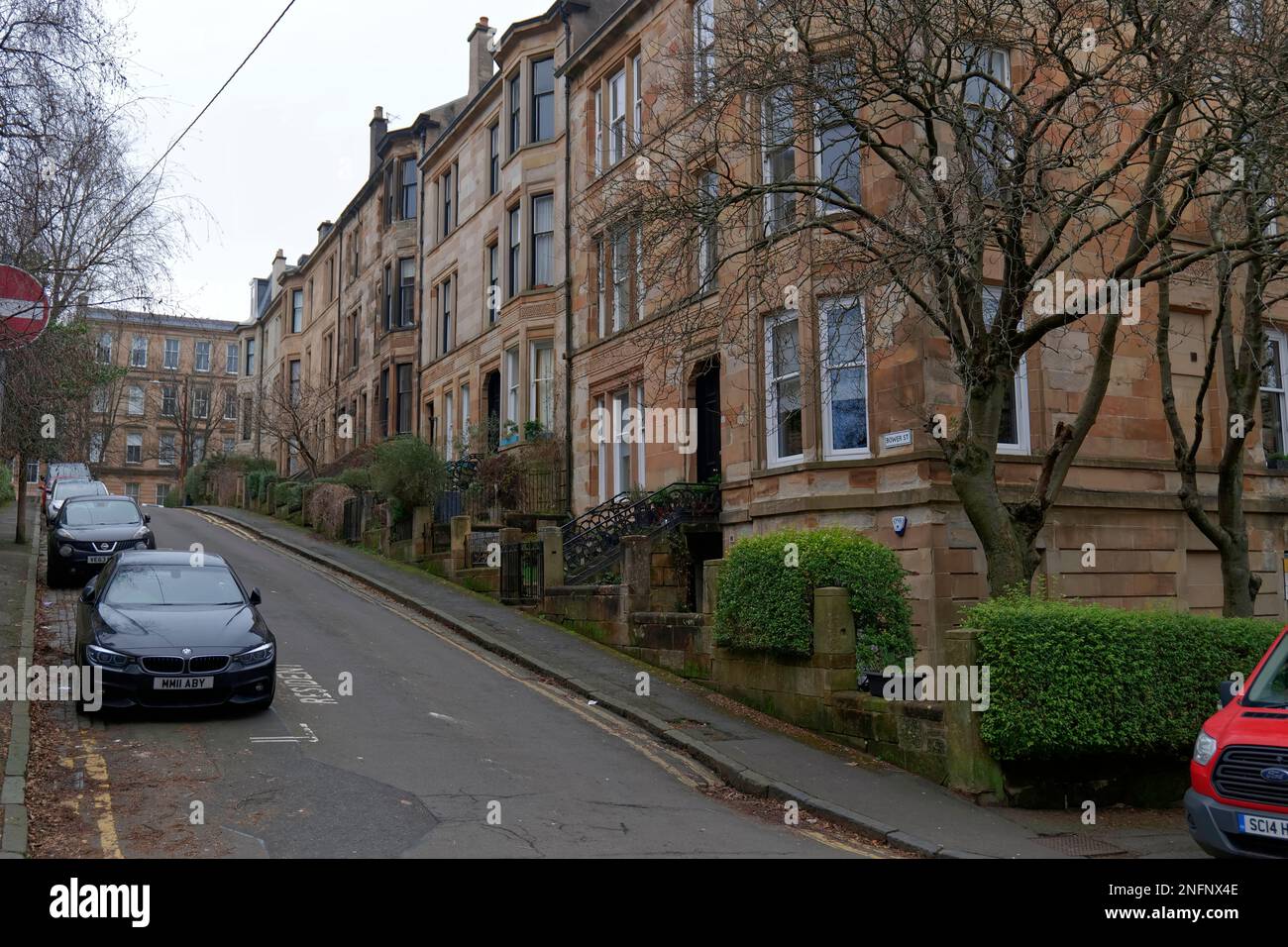 Tenement buildings in the west end of Glasgow,Scotland,UK Stock Photo