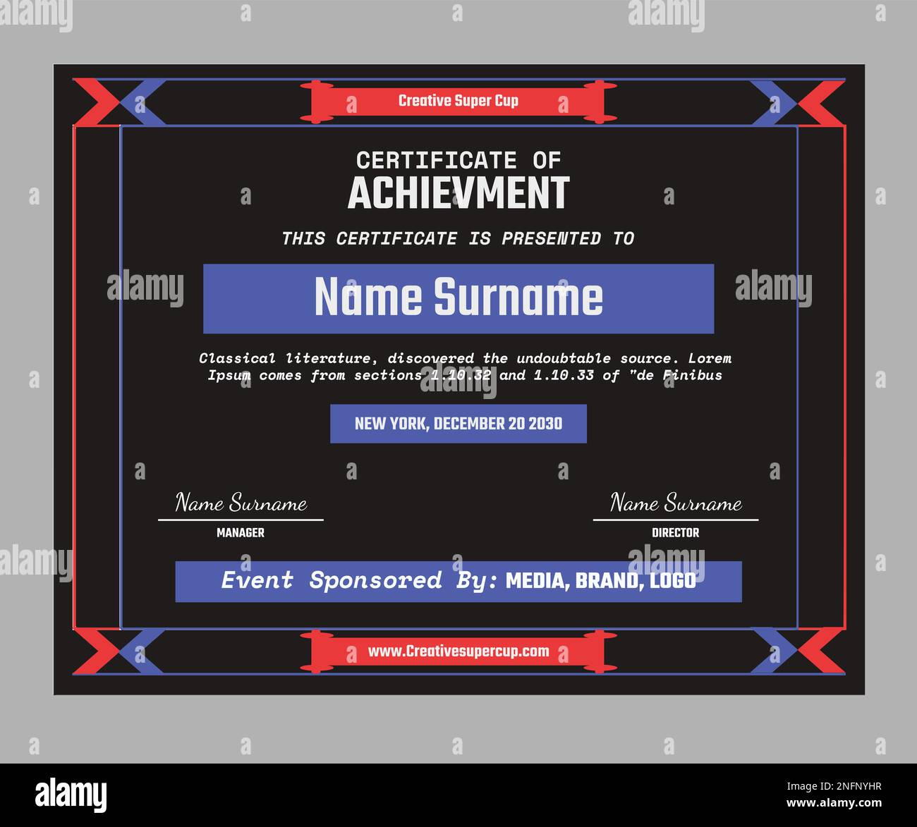 Creative Sports Certificate of achievement template Stock Vector Image