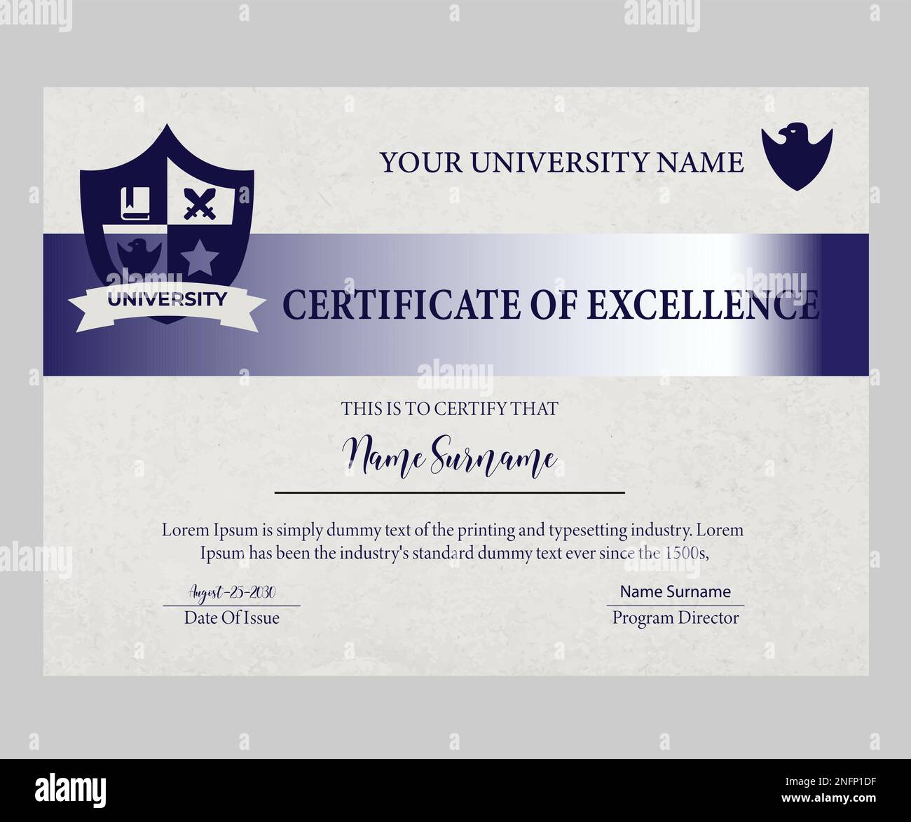 Certificate Of Excellence Template Design Stock Vector Image Art Alamy