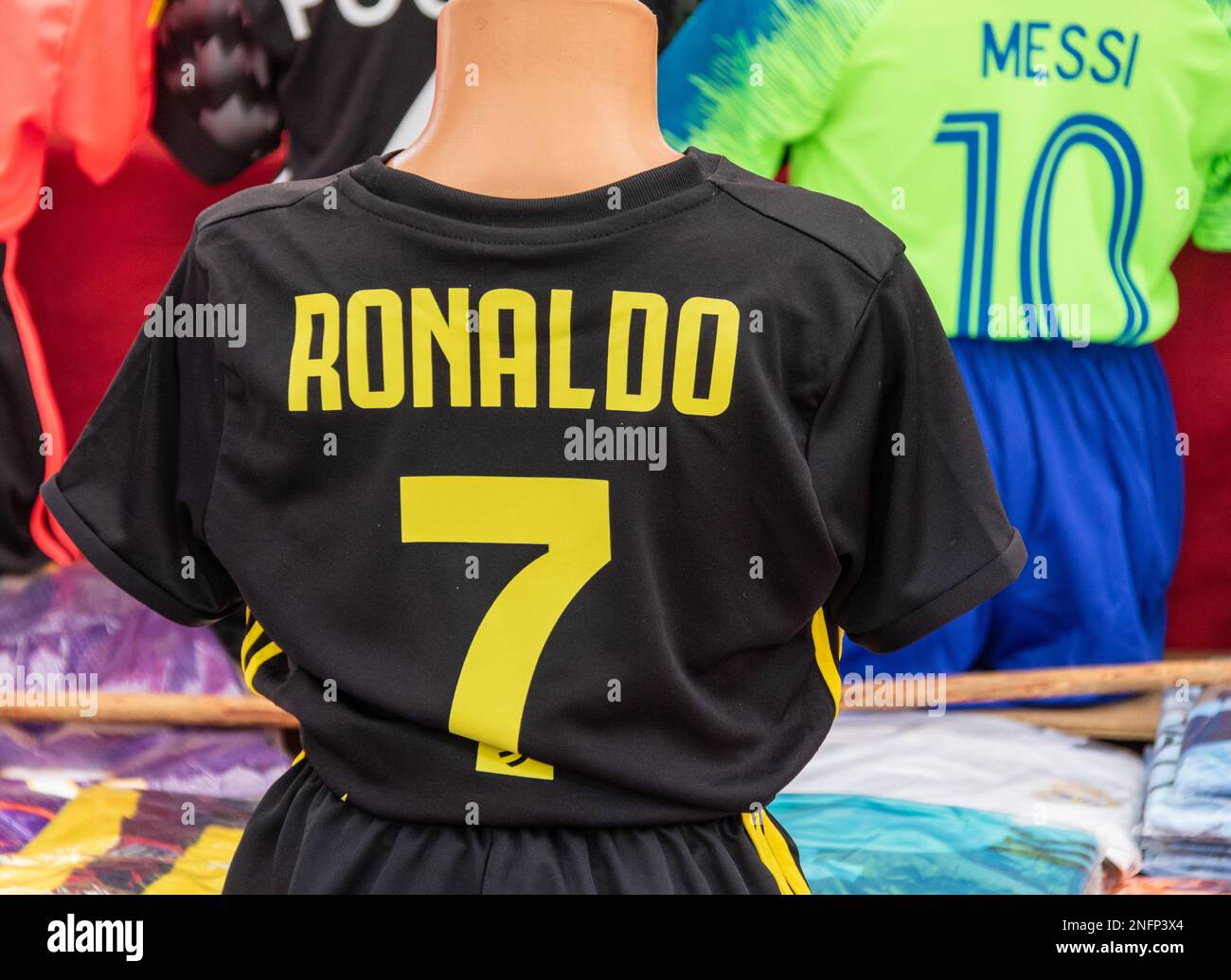 Ronaldo 7 and Messi 10 T-shirts Stock Photo