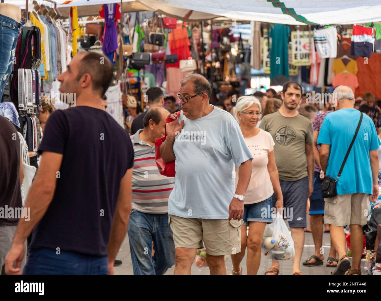 skoppers at Turgutreis market, Turkey Stock Photo