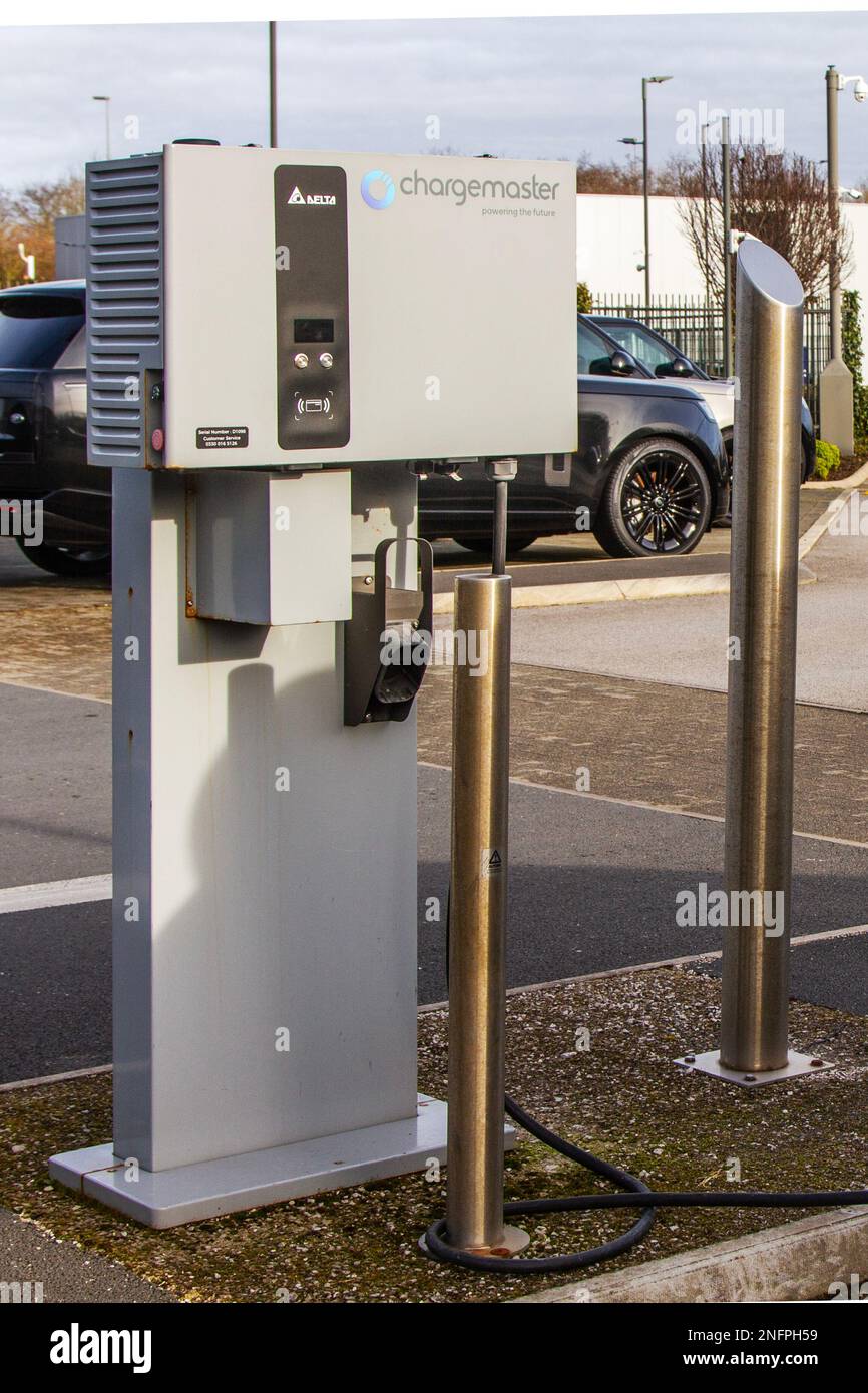 Chargemaster Electric Car Charging Point in Preston, UK Stock Photo