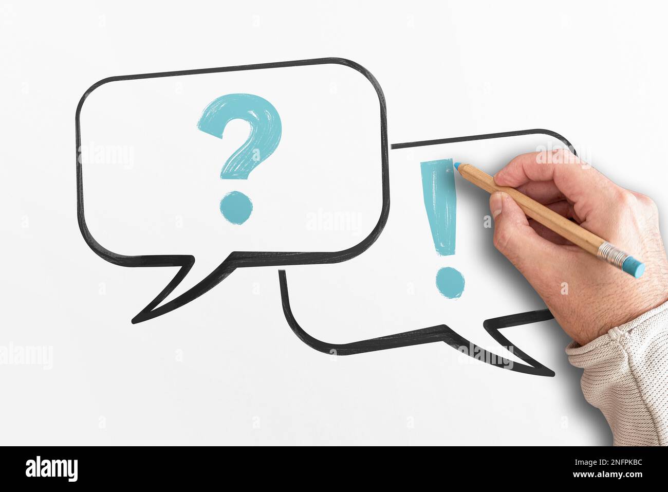 questions and answers concept with top view of hand drawing question