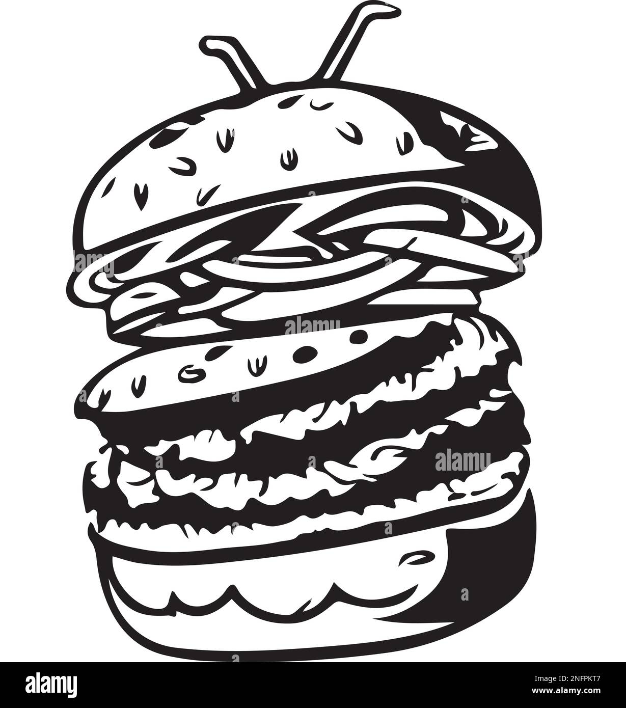 Fast Food Hamburger Vector Illustration For Vinyl Cutting Stock Vector fast-food-hamburger-vector-illustration-for-vinyl-cutting-stock-vector
