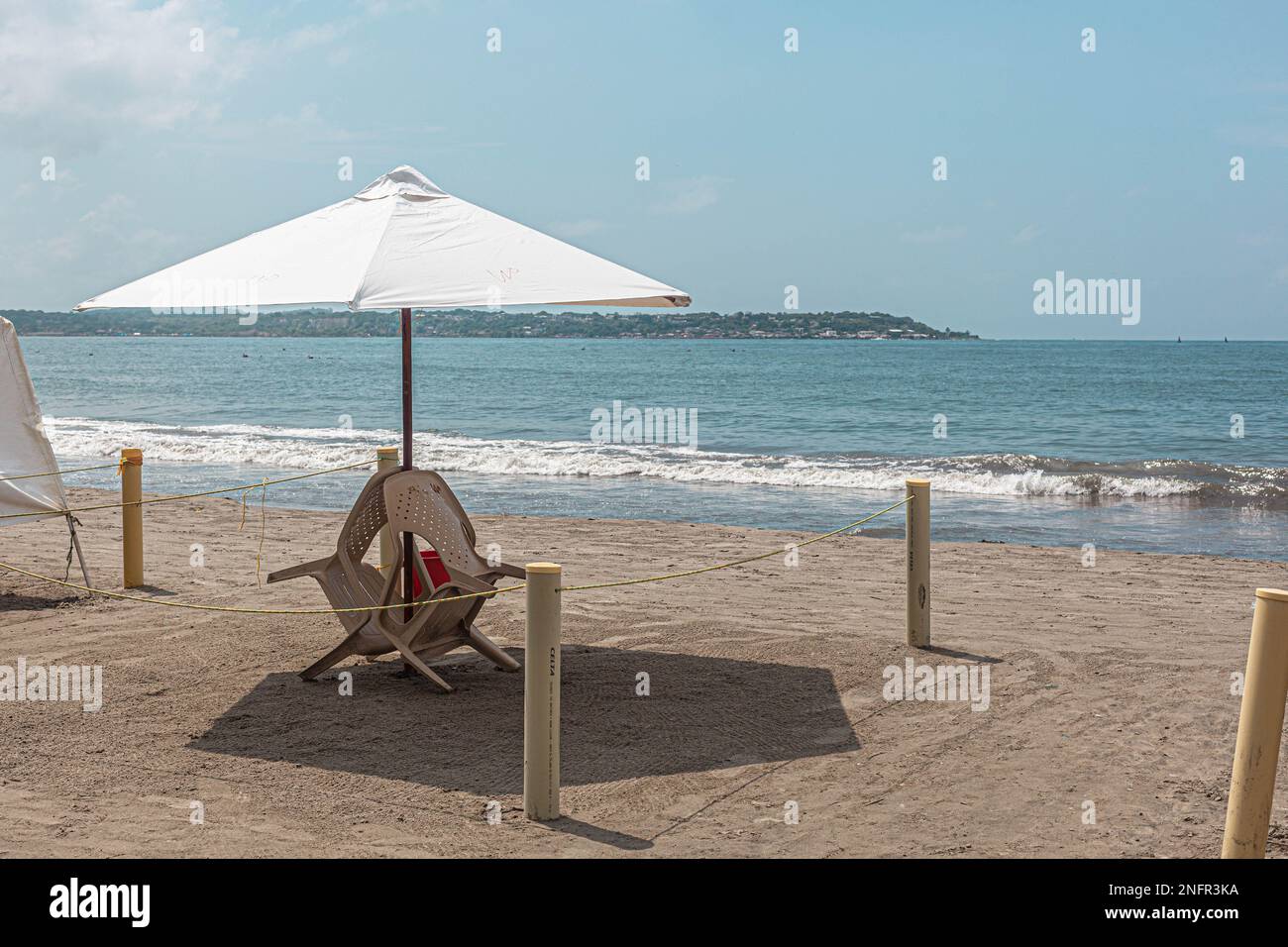 Empty recreational beach, Cartagena de Indias, Colombia. Stock Photo