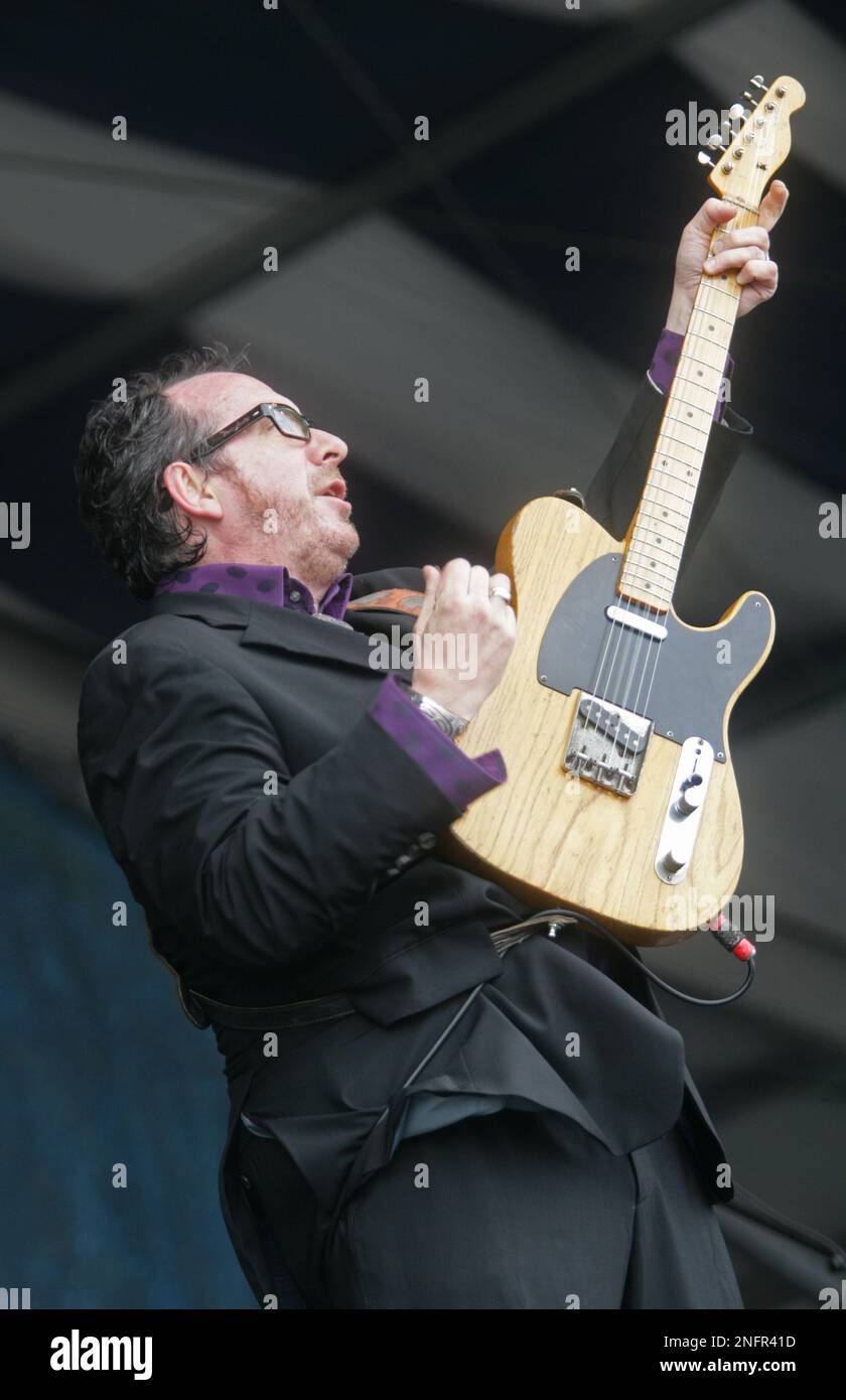 Elvis Costello performs during the 2008 New Orleans Jazz & Heritage