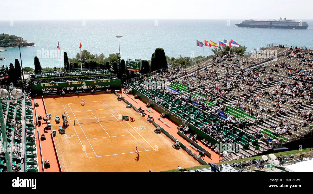 Central court of the Monte Carlo Tennis Open tournament in Monaco is seen,  Sunday, April 20, 2008. The tournament takes place until April 27. (AP  Photo/Lionel Cironneau Stock Photo - Alamy