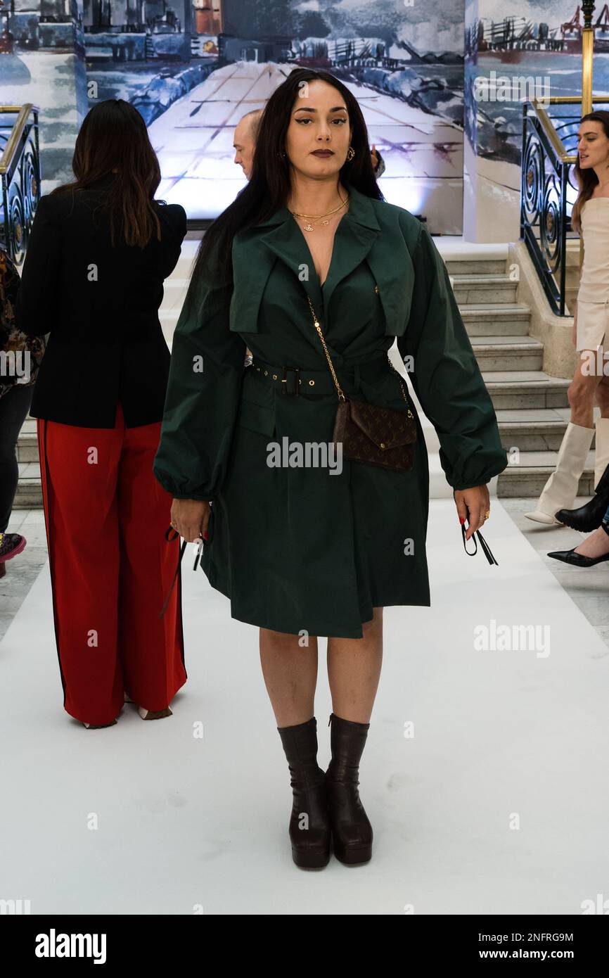 London, UK. 17th Feb, 2023. Miraa May attends Paul Costelloe AW23 Fashion Show at Palm Court, Aldwych, London, UK. Photo date: 17th February 2023. Credit: See Li/Picture Capital/Alamy Live News Stock Photo