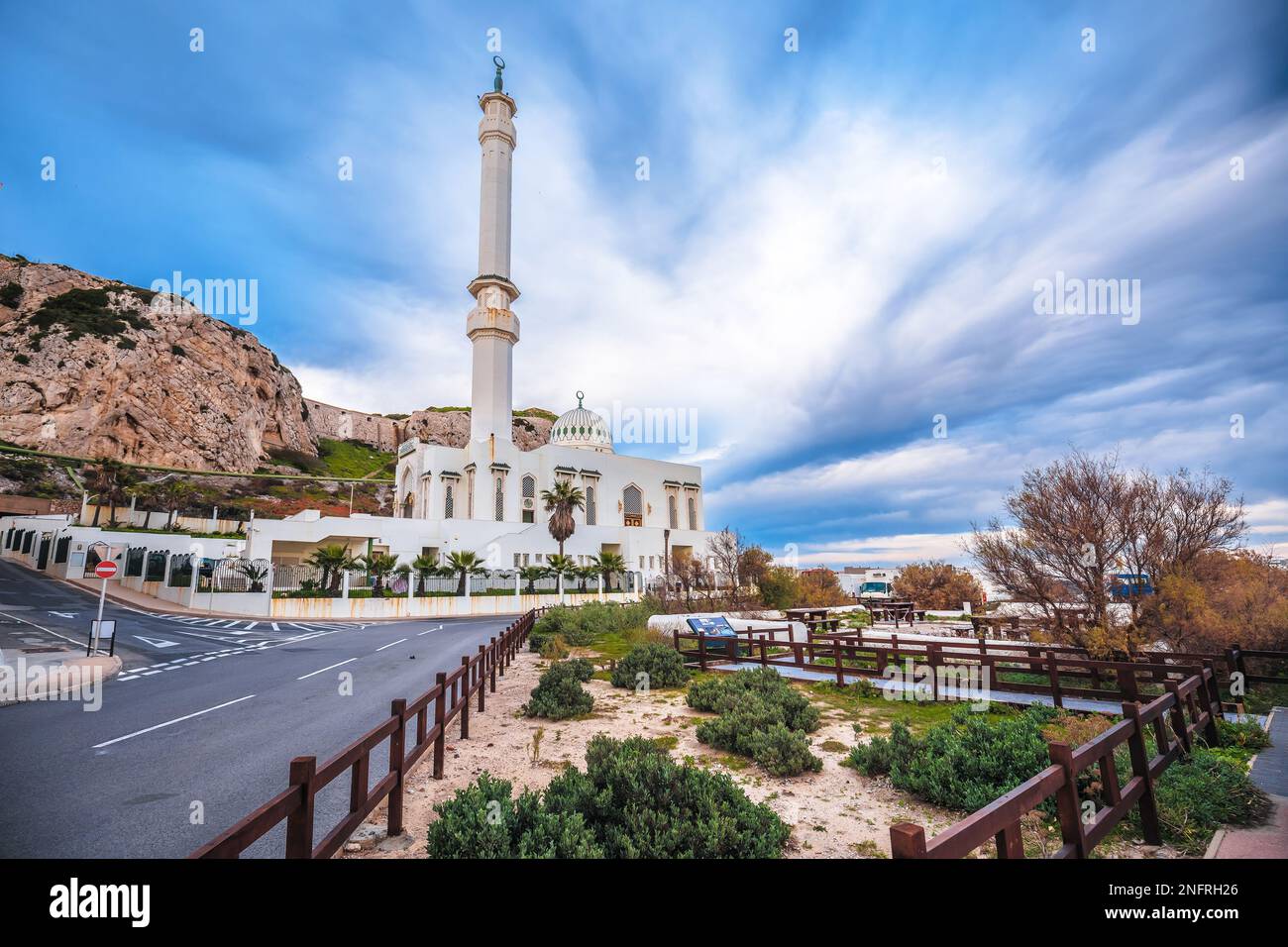 Ibrahim al Ibrahim Mosque in Gibraltar view, southernmost point of Europe Stock Photo