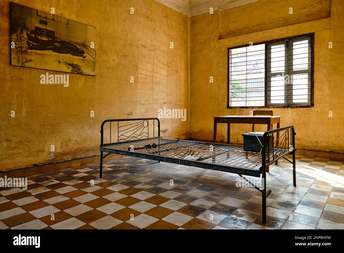 The torture chamber prison of S21 Tuol Sleng from the Khmer Rouge in Phnom Penh Cambodia Stock Photo