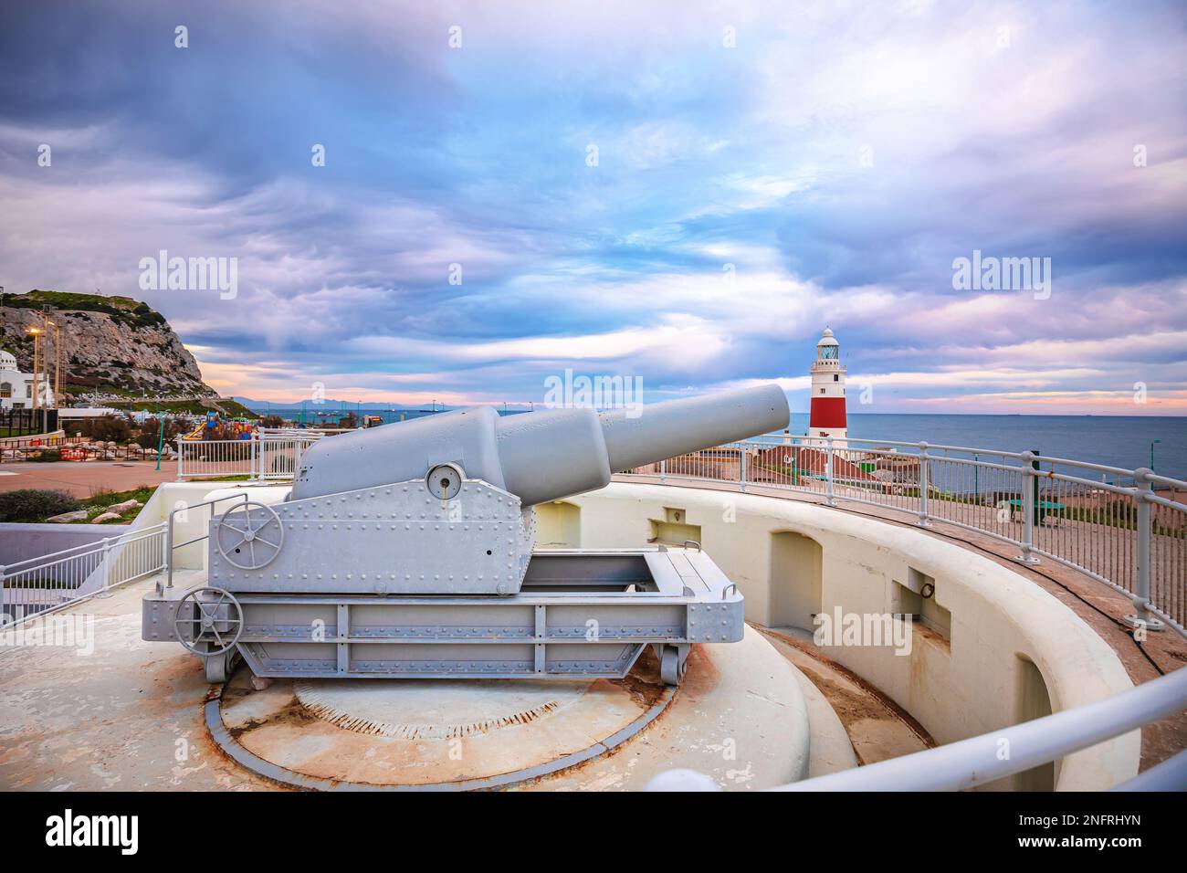 The 100 ton gun in Gibraltar view, southernmost point of Europe Stock Photo