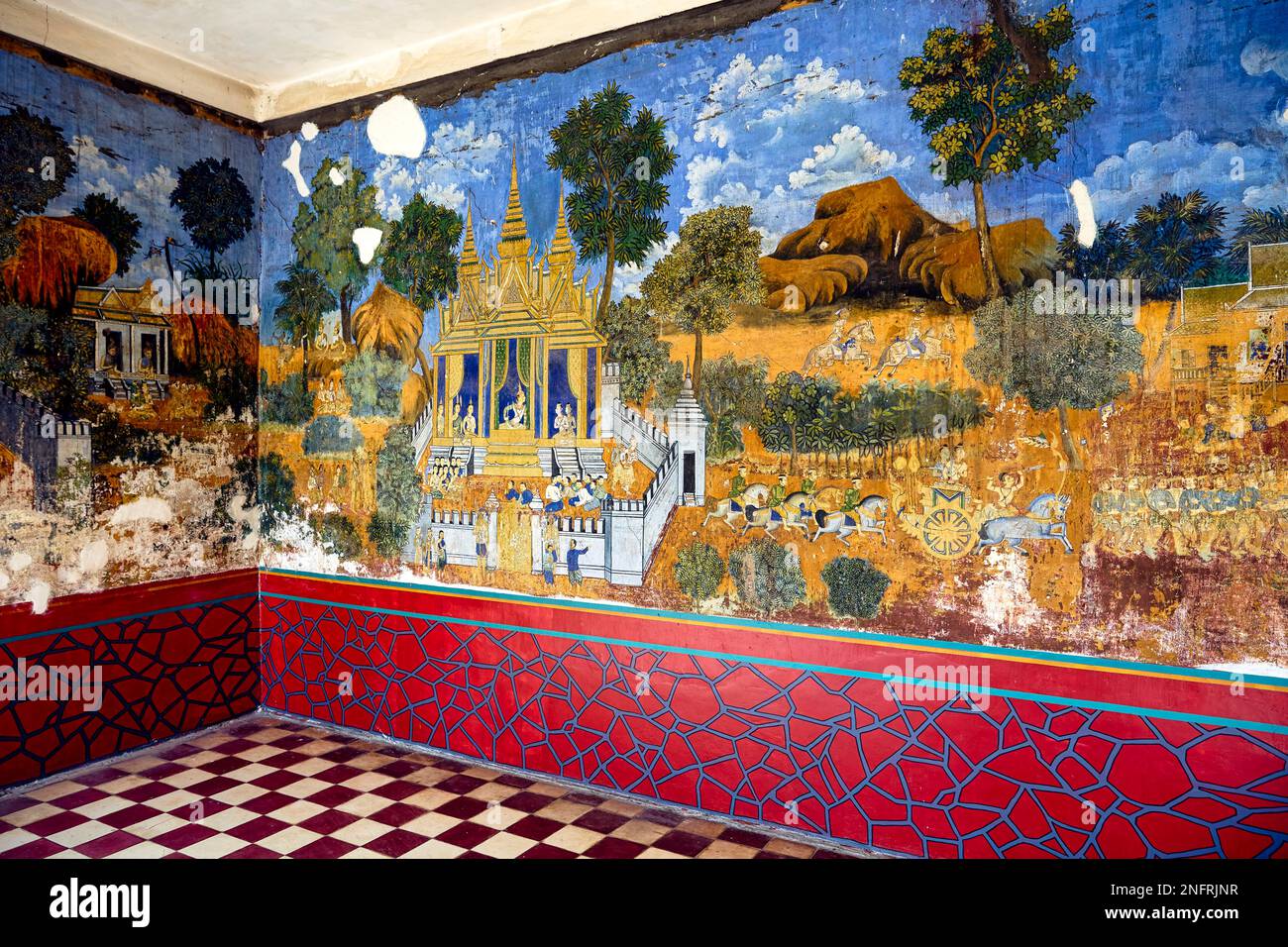 Murals of scenes from the Khmer (Reamker) version of the classic Indian