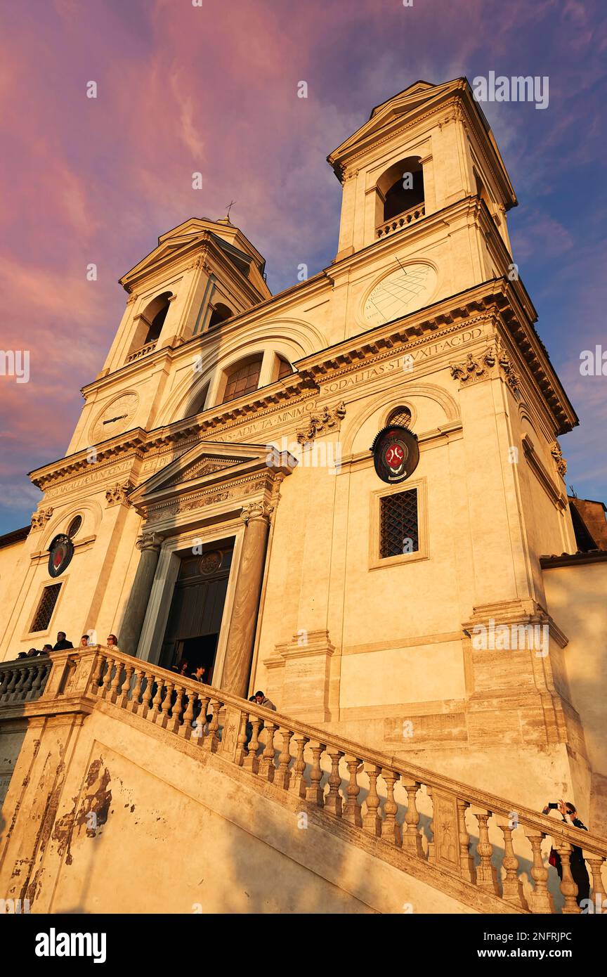 The church of the Santissima Trinita dei Monti at spanish steps at ...