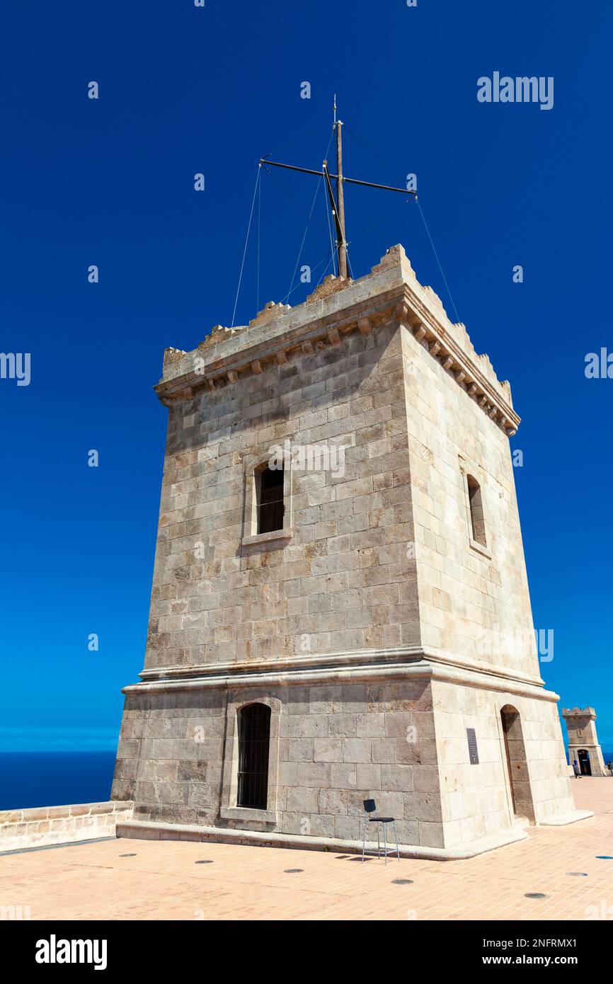 Watchtower at Montjuïc Castle, Barcelona, Catalonia, Spain Stock Photo