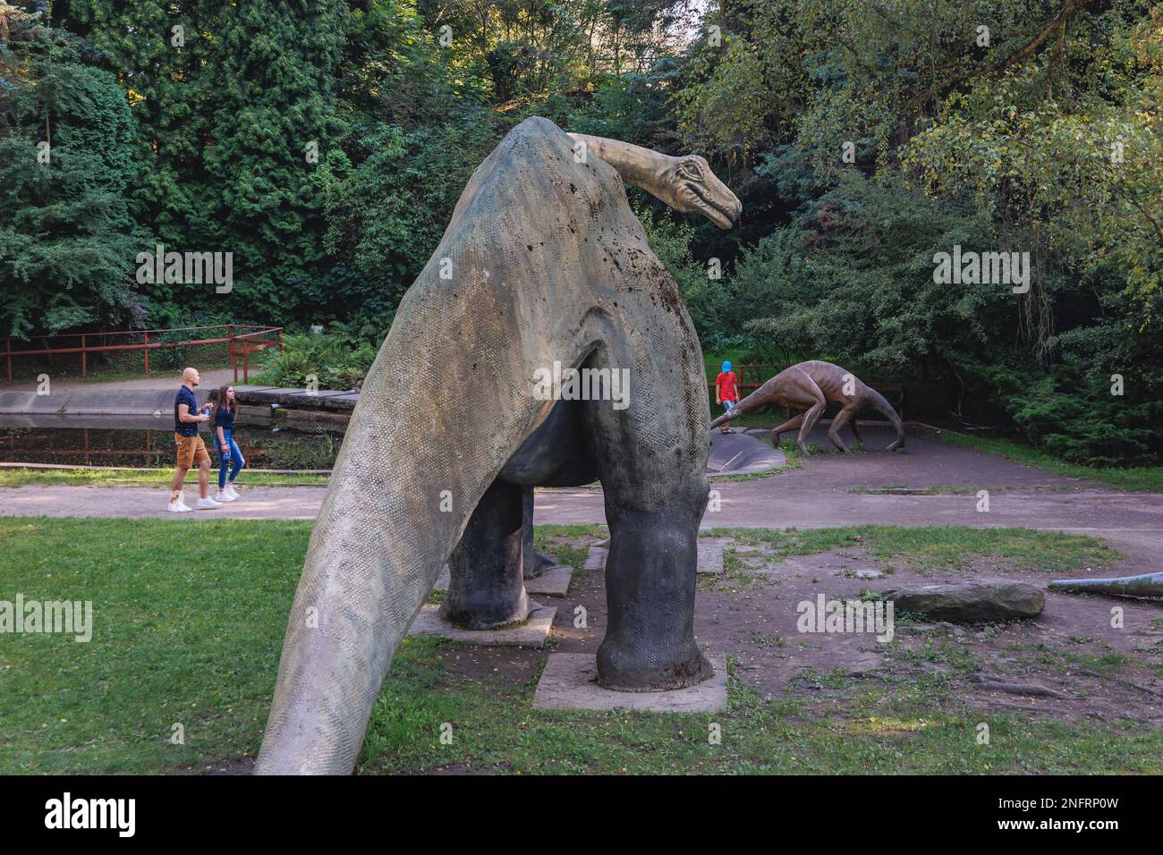 Statue of Sauropod in Dinosaur Valley in Silesian Zoological Garden, Chorzow city, Silesia region of Poland Stock Photo