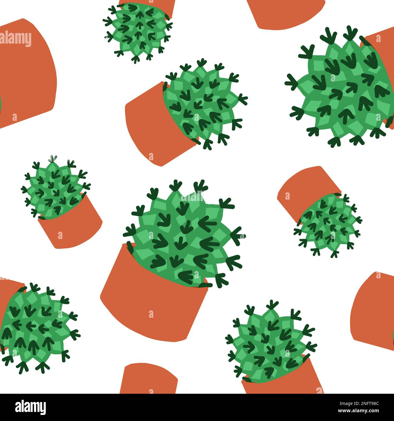 Cacti pattern. Vector illustration in cartoon flat style isolated on ...