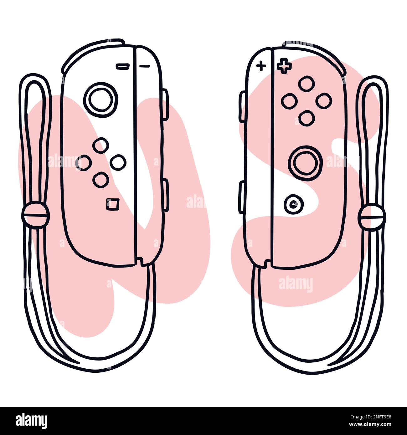 Game modern controller. Vector illustration in hand-drawn cartoon flat style isolated on white background. Stock Vector