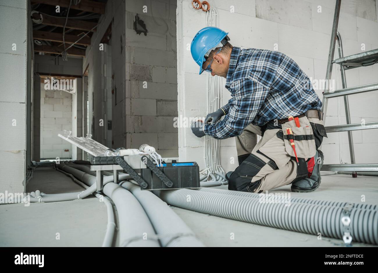Newly Built Residential Building Electrical Wiring Installation