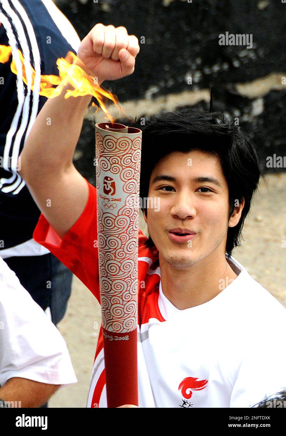 In this photo released by China's Xinhua News Agency, actor Wang Lihong ...