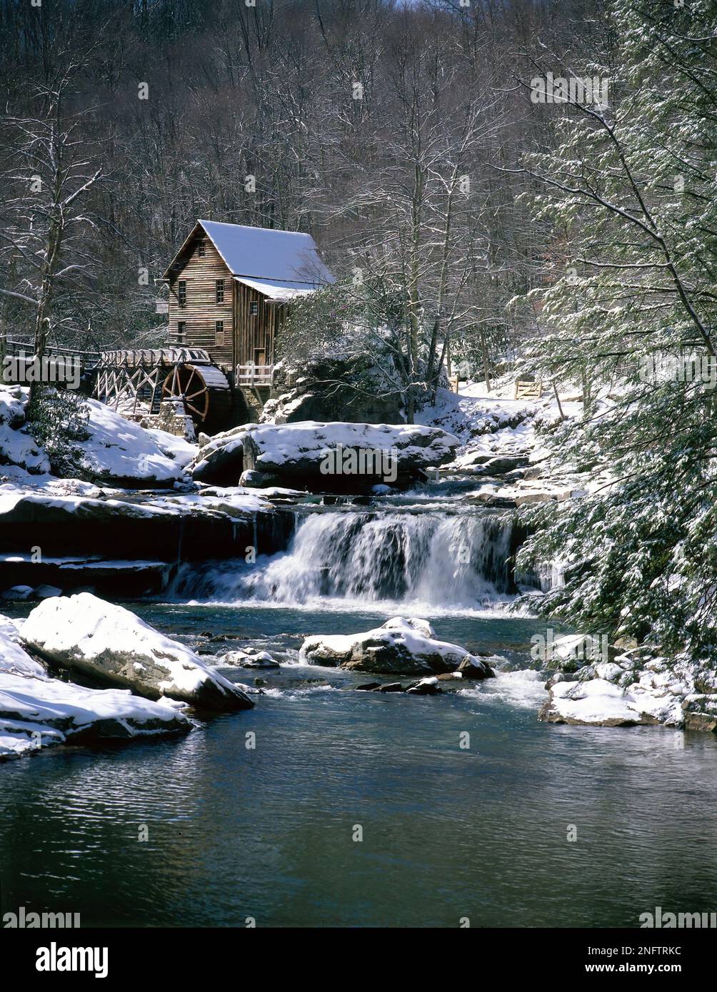 Sunny winter morning at the Glade Creek gristmill Stock Photo - Alamy