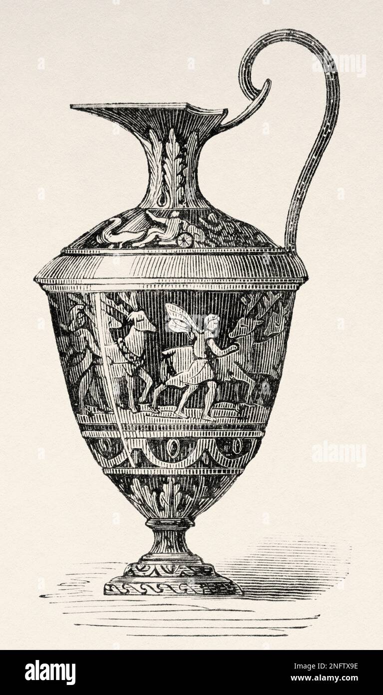 Limoges enamel jug by Pierre Raymond, 16th century. The Arts of the Middle Ages and at the Period of the Renaissance by Paul Lacroix, 1874 Stock Photo
