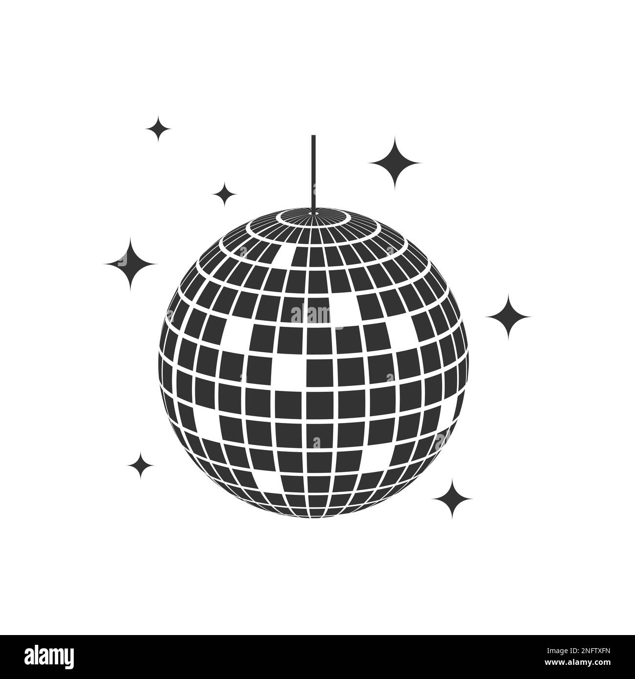 Glittering disco ball icon. Shining mirror sphere for nightclub party ...