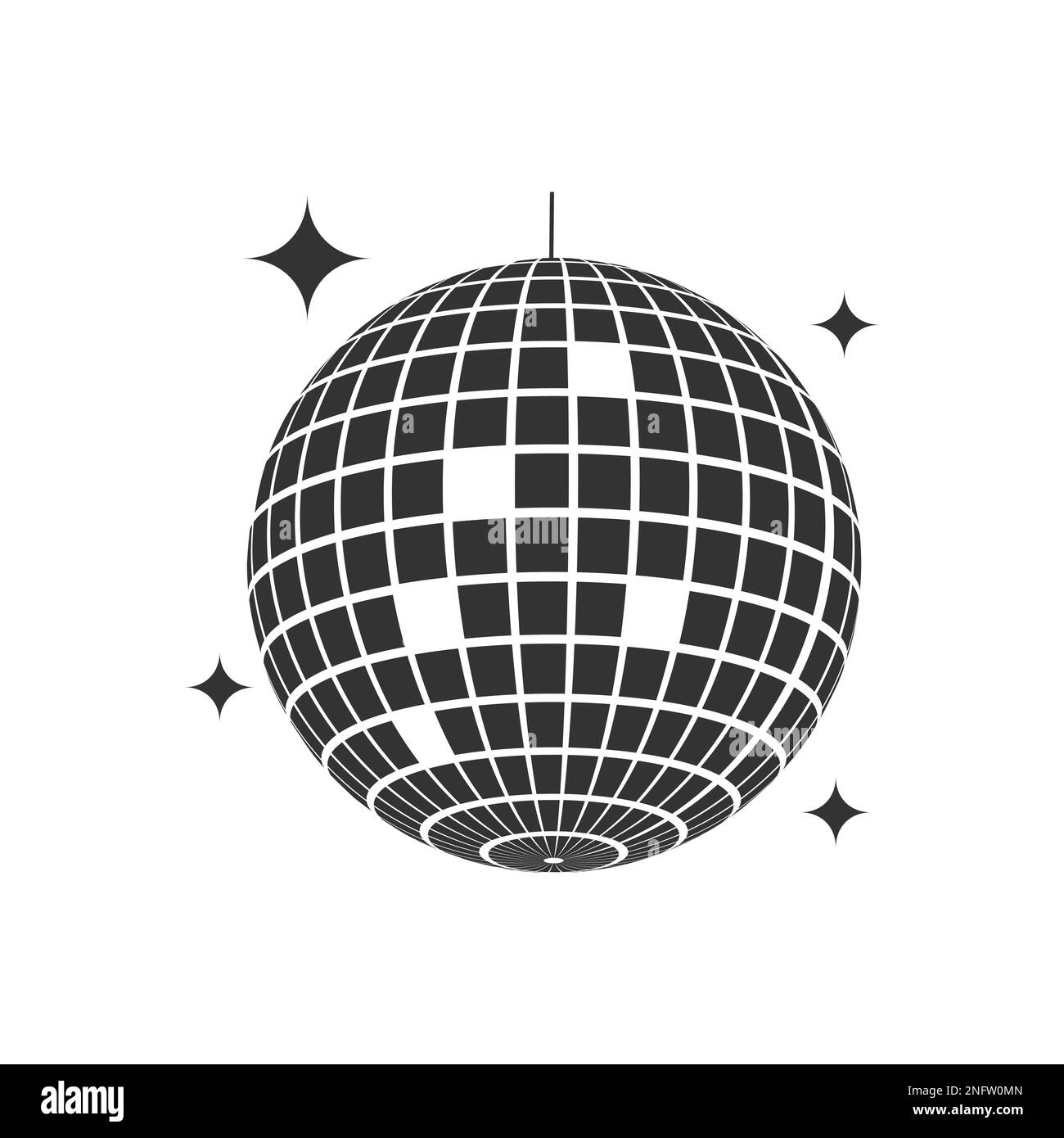 Glittering mirror disco ball icon. Sparkling party sphere