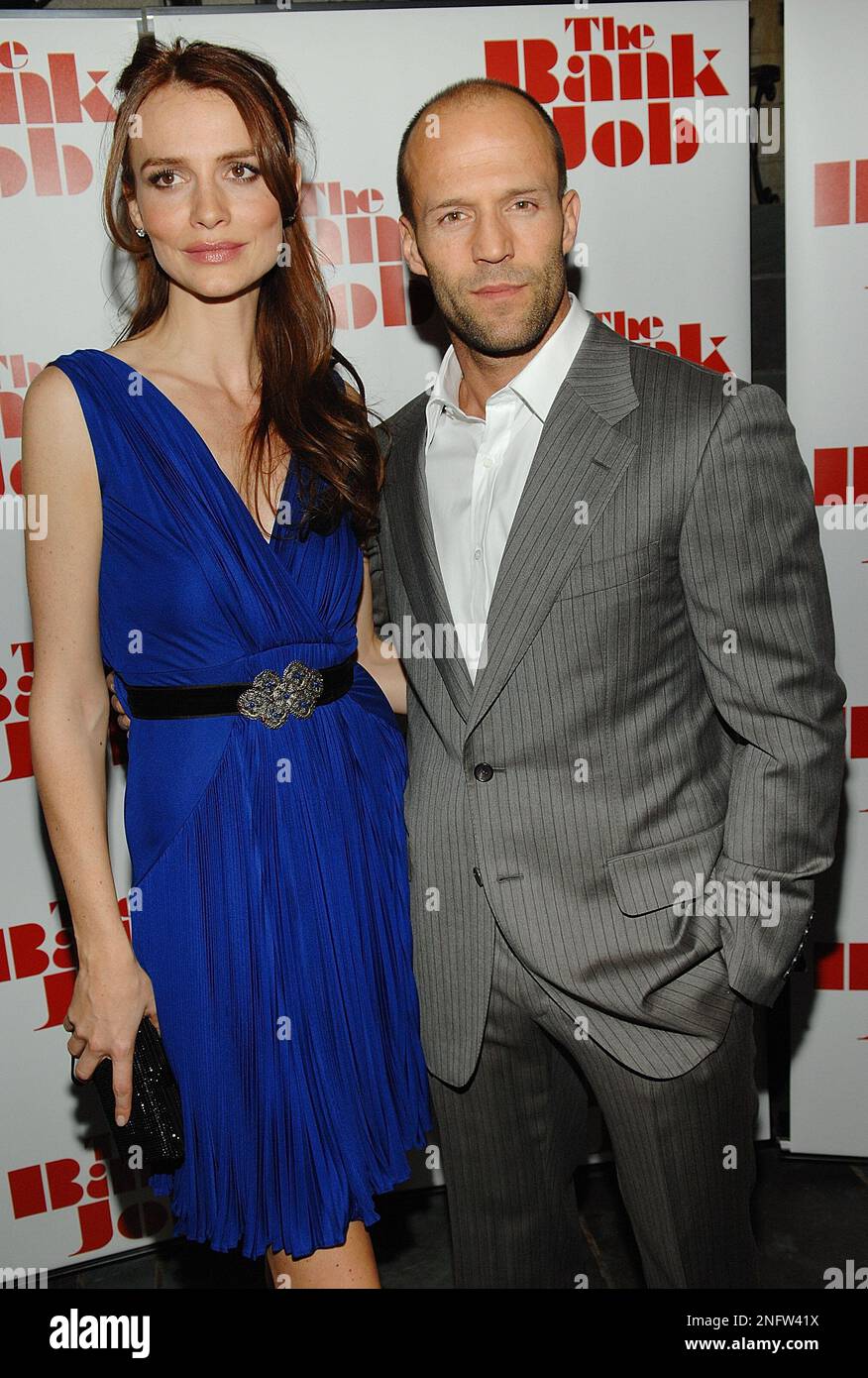 Actors Saffron Burrows and Jason Statham attend a Cinema Society screening of "The Bank Job" at