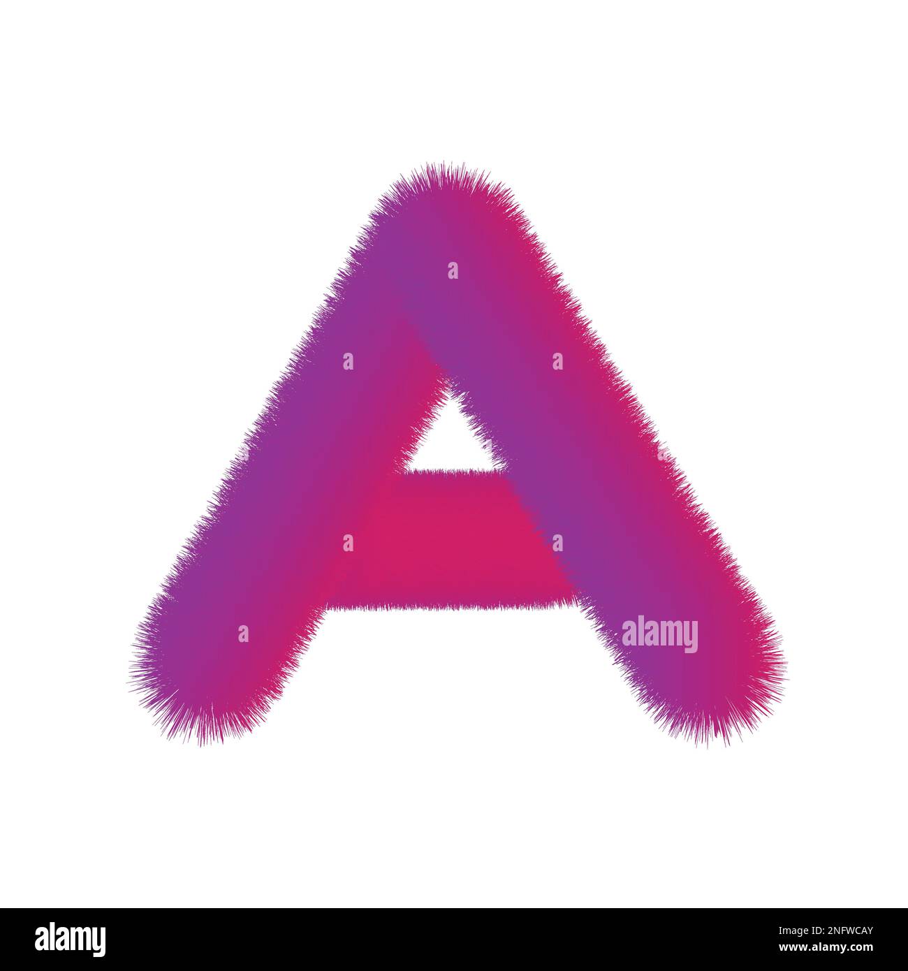 High Quality 3D Shaggy Letter A on White Background . Isolated Vector Element Stock Vector