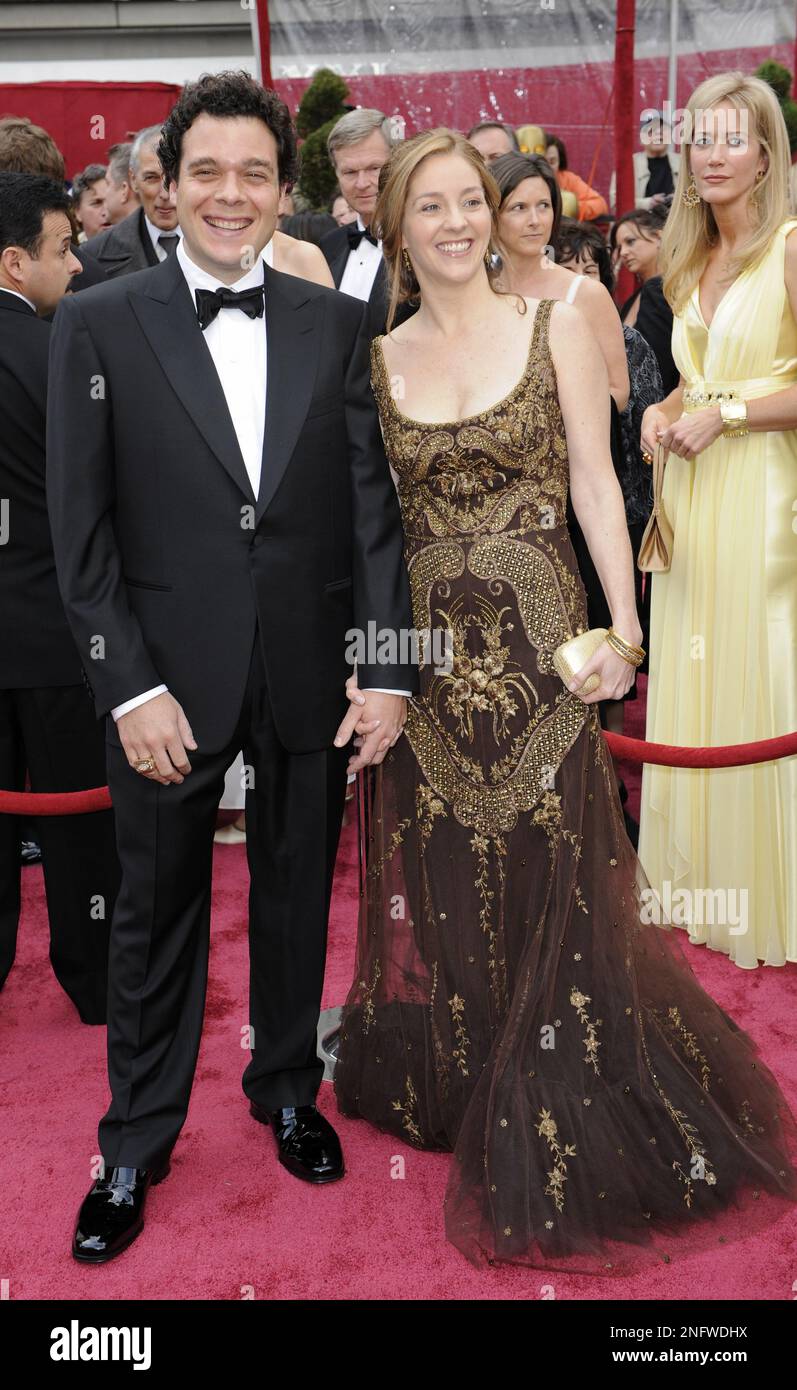 Andrea Nix Fine, right, and Sean Fine arrive at the 80th Academy Awards