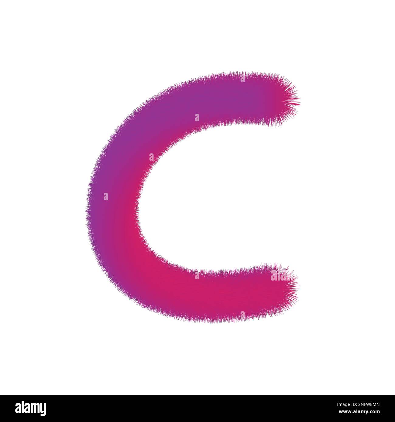 High Quality 3D Shaggy Letter C on White Background . Isolated Vector Element Stock Vector