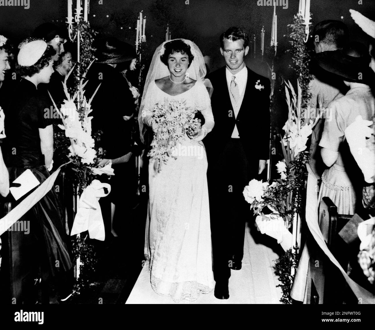Robert F. Kennedy and his bride, the former Ethel Skakel, are shown