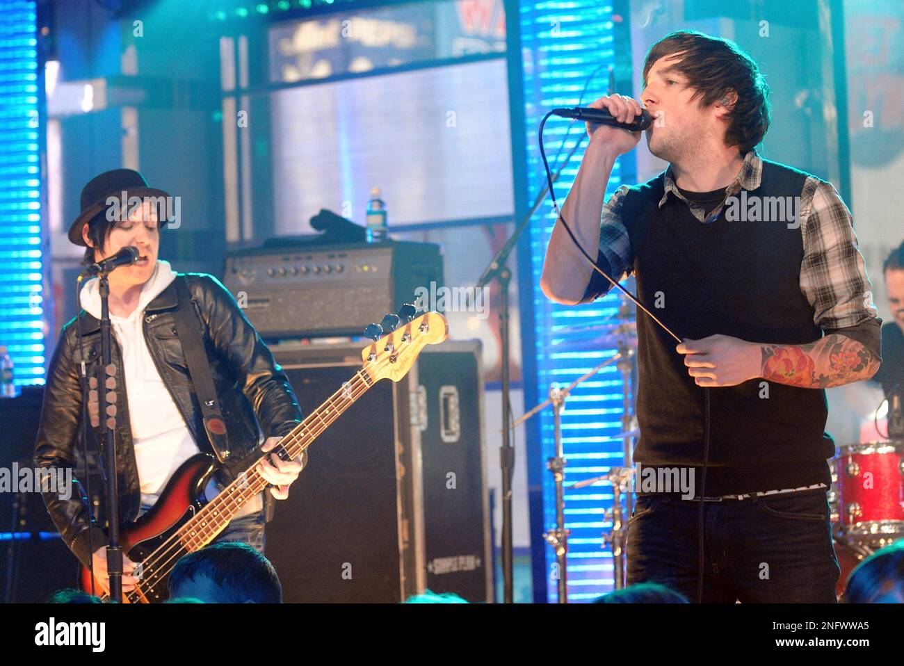 Simple Plan lead singer Pierre Bouvier performs on MTV's Total Request(06)