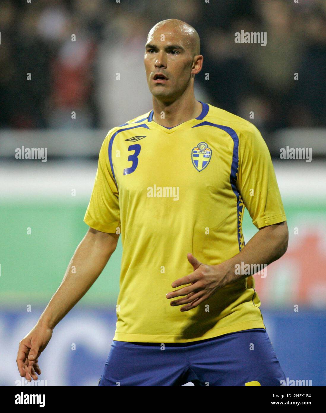 Sweden's Daniel Majstorovic is seen during a friendly soccer match