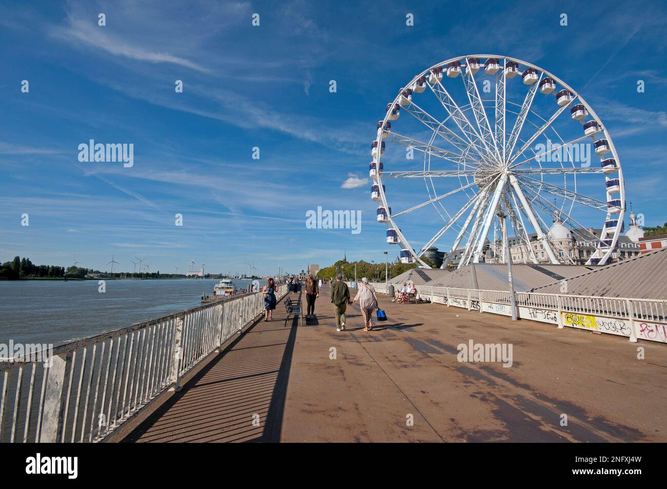 Scheldt riverfront and giant ferris wheel 'The View' in Antwerp (Flanders), Belgium Stock Photo