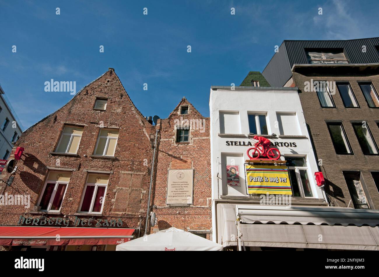Traditional buildings in Sint-Jansvliet , Antwerp, Flanders, Belgium Stock Photo