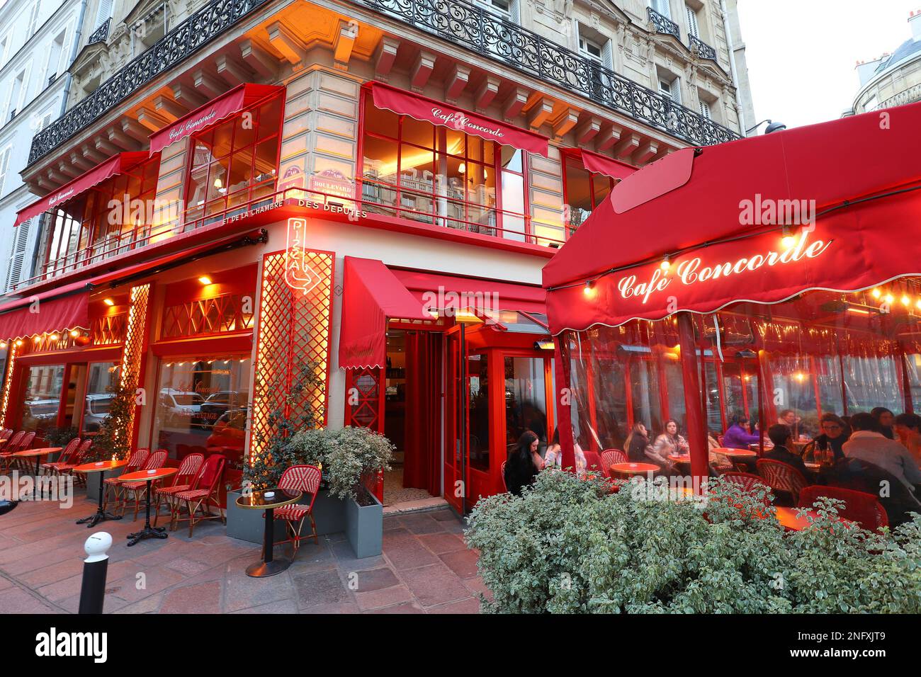 Paris, France - February 14 , 2023: Cafe Concorde is a bar located in the 7th district of Paris. It is located on Boulevard Saint-Germain, a few steps Stock Photo