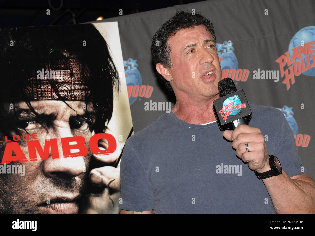 Actor Sylvester Stallone makes an appearance at Planet Hollywood Times ...
