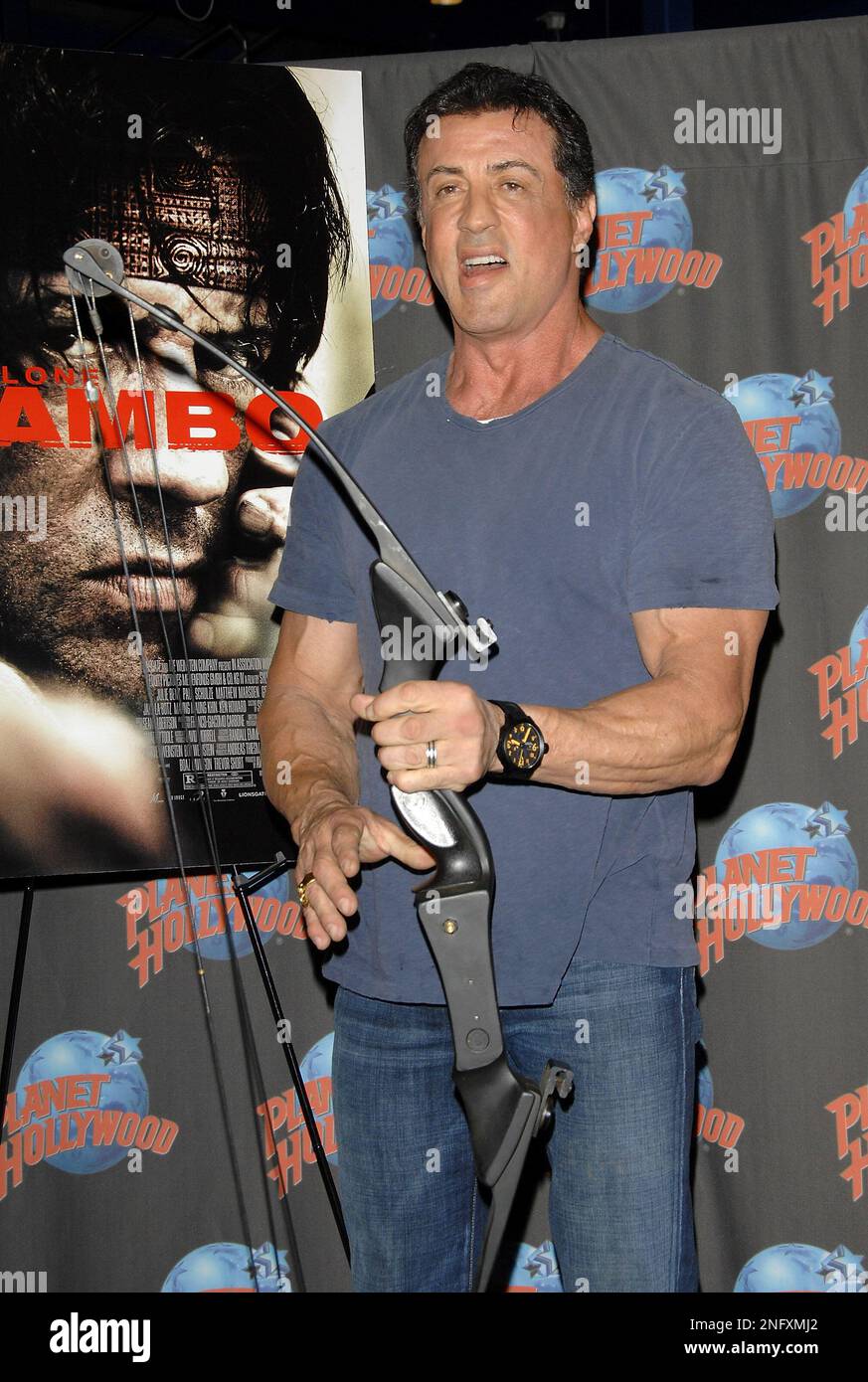 Actor Sylvester Stallone makes an appearance at Planet Hollywood Times ...