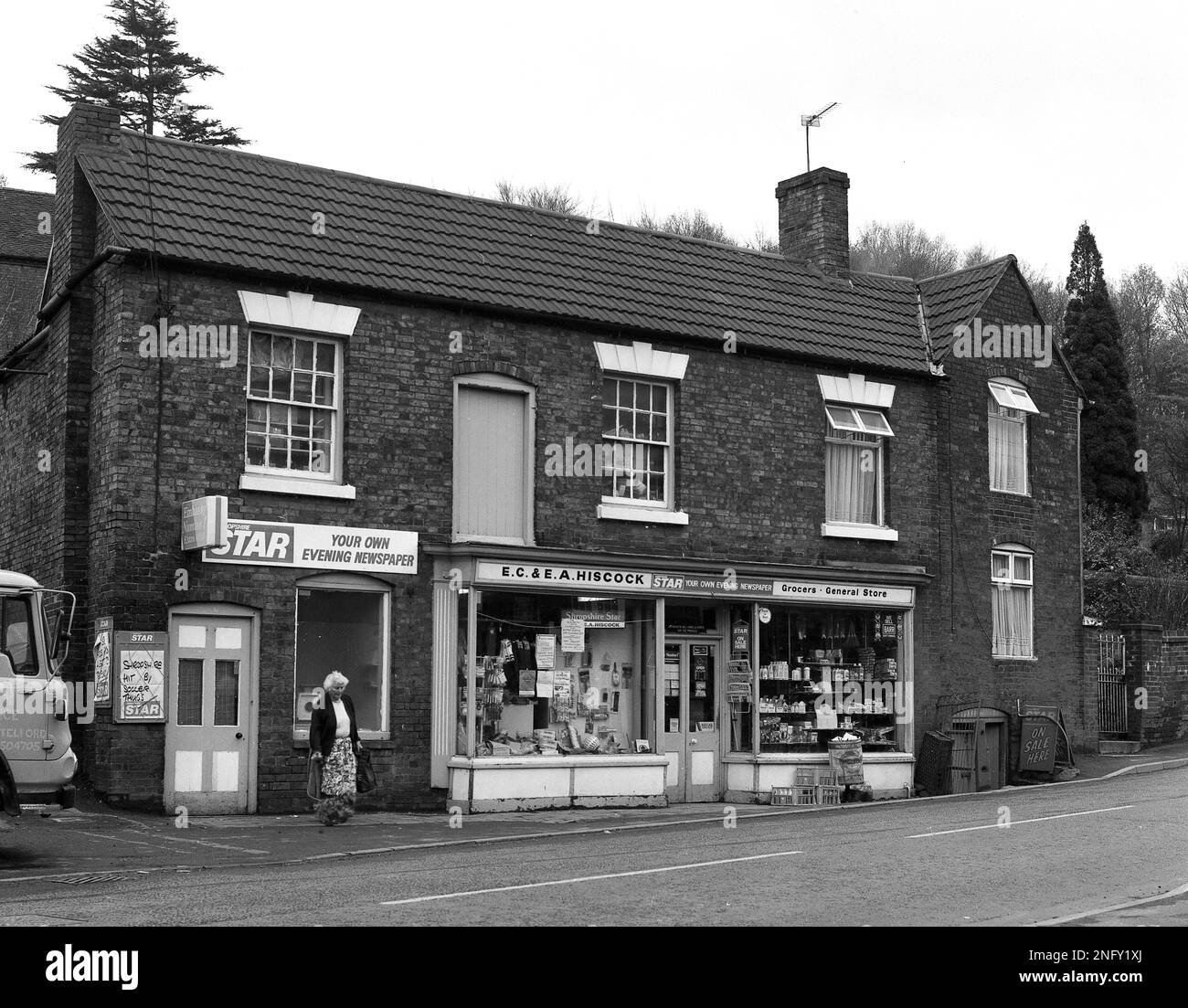 Old newsagents grocers general store Britain Uk 1981 Stock Photo