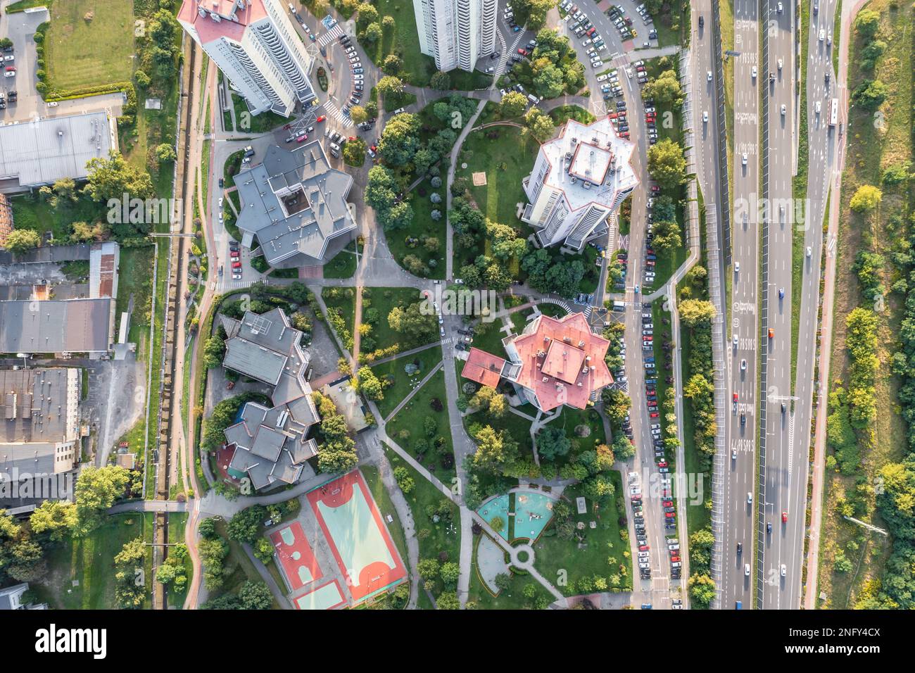 Drone view of o residential buildings at Walenty Rozdzienski Estate