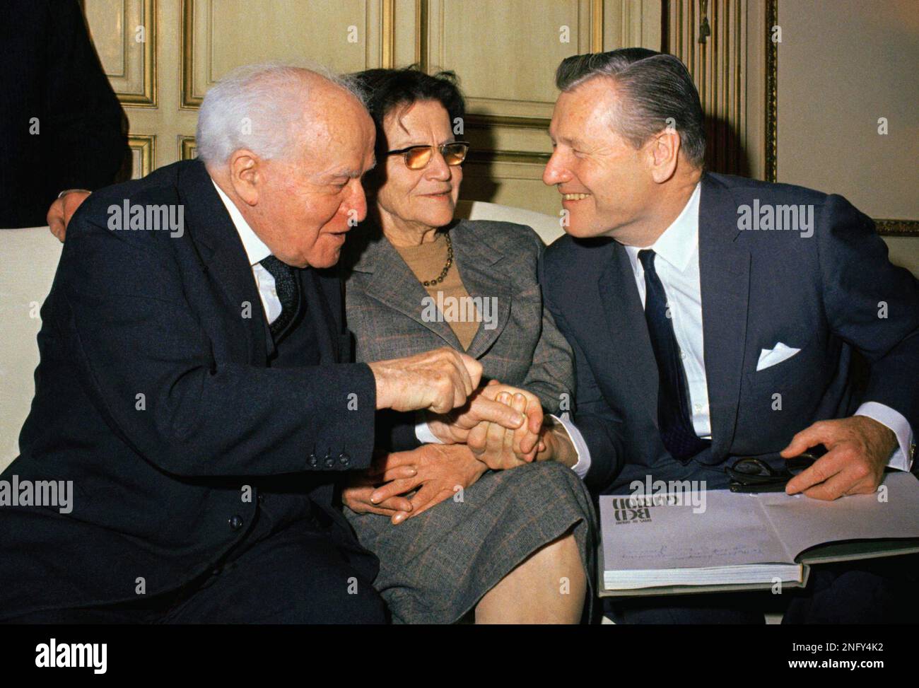 Governor Nelson Rockefeller shown visiting with David Ben Gurion