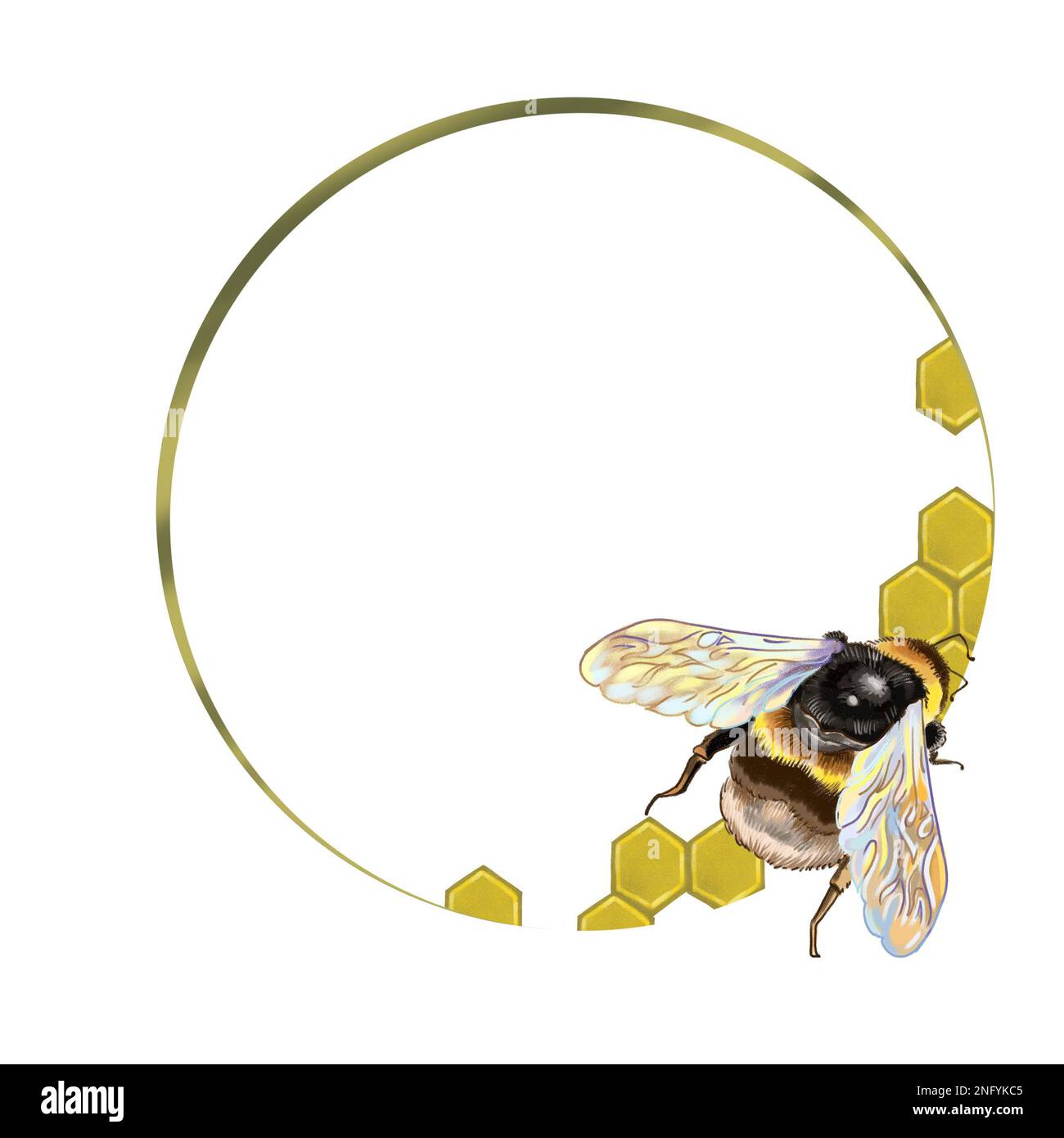Round Frame With Illustration Of Bee And Honeycomb High Quality round-frame-with-illustration-of-bee-and-honeycomb-high-quality