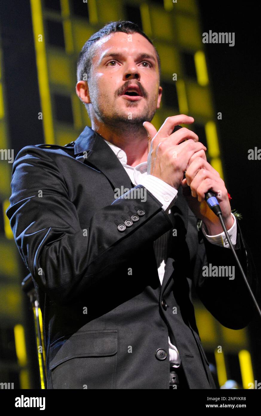Brandon Flowers of The Killers performs during the KROQ Almost Acoustic